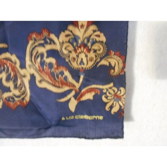 Blue Burgundy Paisley Liz Claiborne rectangle scarf - Estate Find - Picture 2 of 4